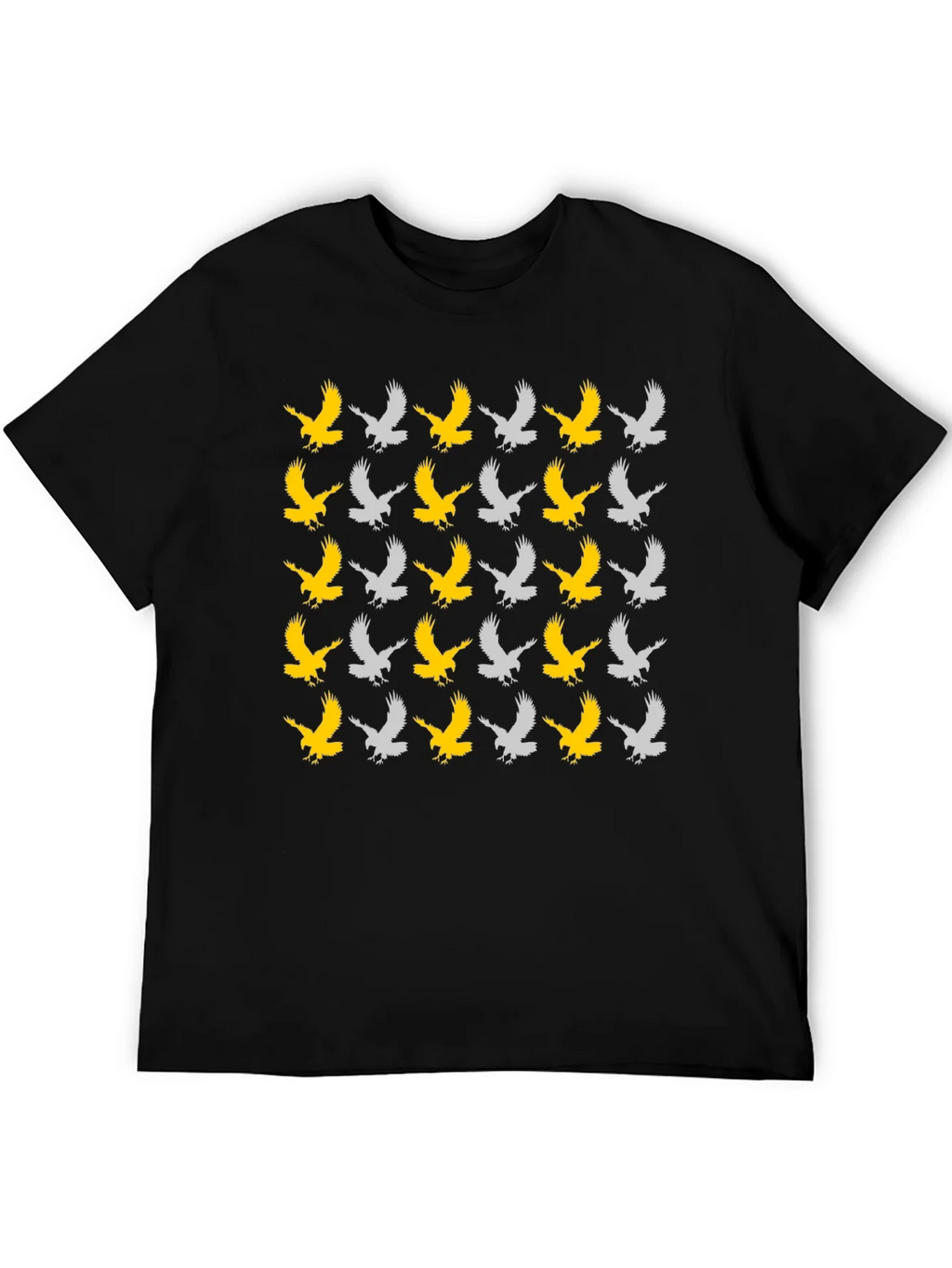 Eagle Pattern Tee - Black Cotton Graphic T-Shirt
