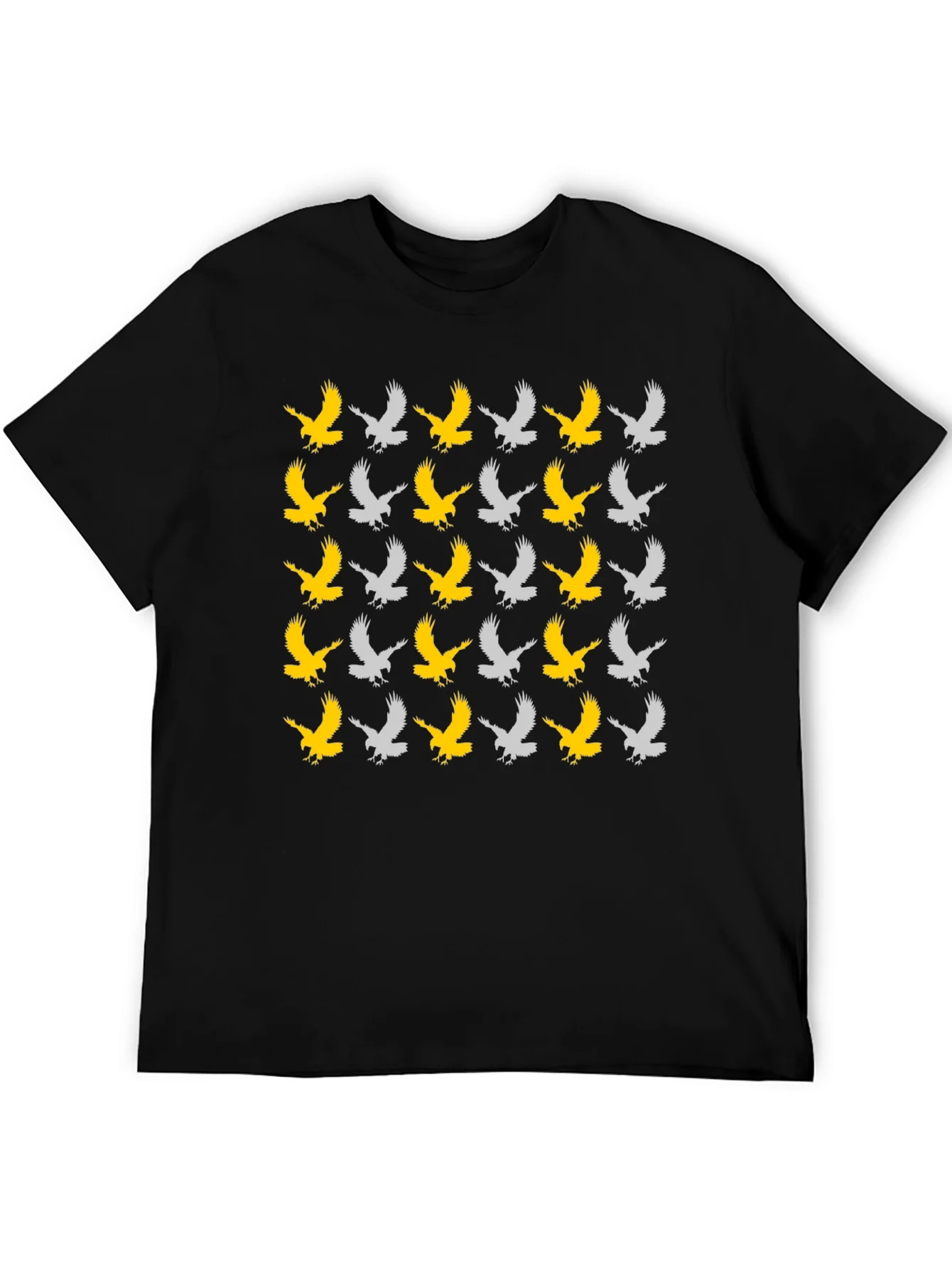 Eagle Pattern Tee - Black Cotton Graphic T-Shirt