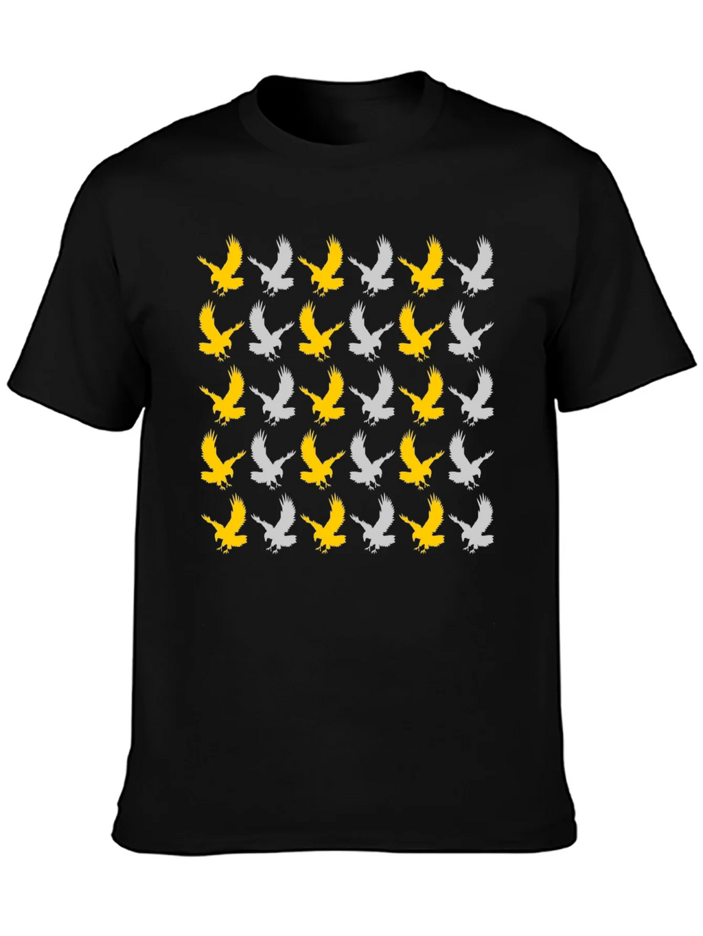 Eagle Pattern Tee - Black Cotton Graphic T-Shirt