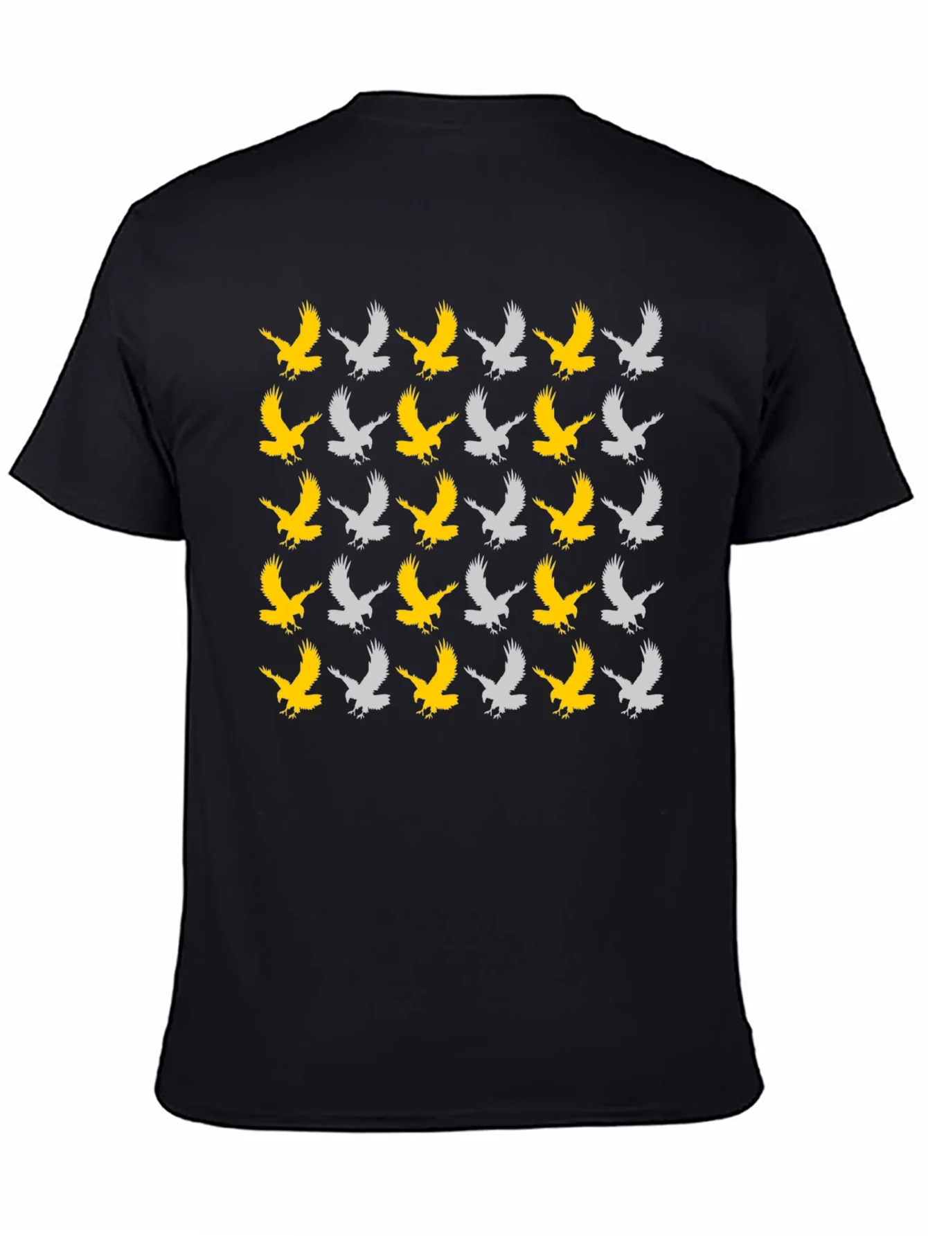 Eagle Pattern Tee - Black Cotton Graphic T-Shirt