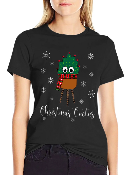 Christmas Cactus T-Shirt - Holiday Festive Graphic Tee