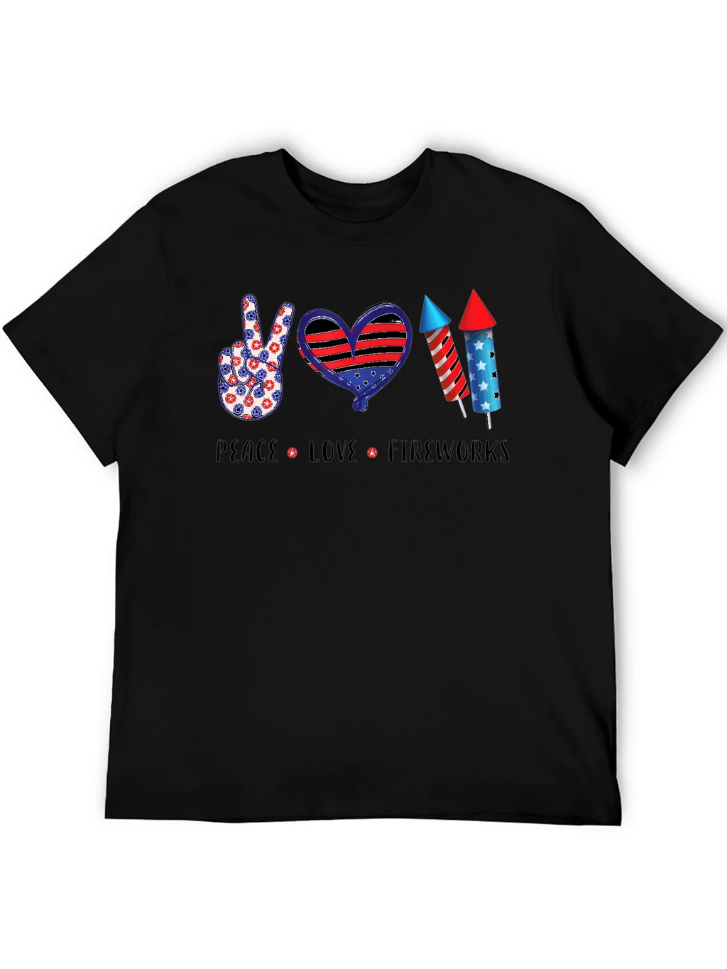 Patriotic Peace Love Fireworks T-Shirt