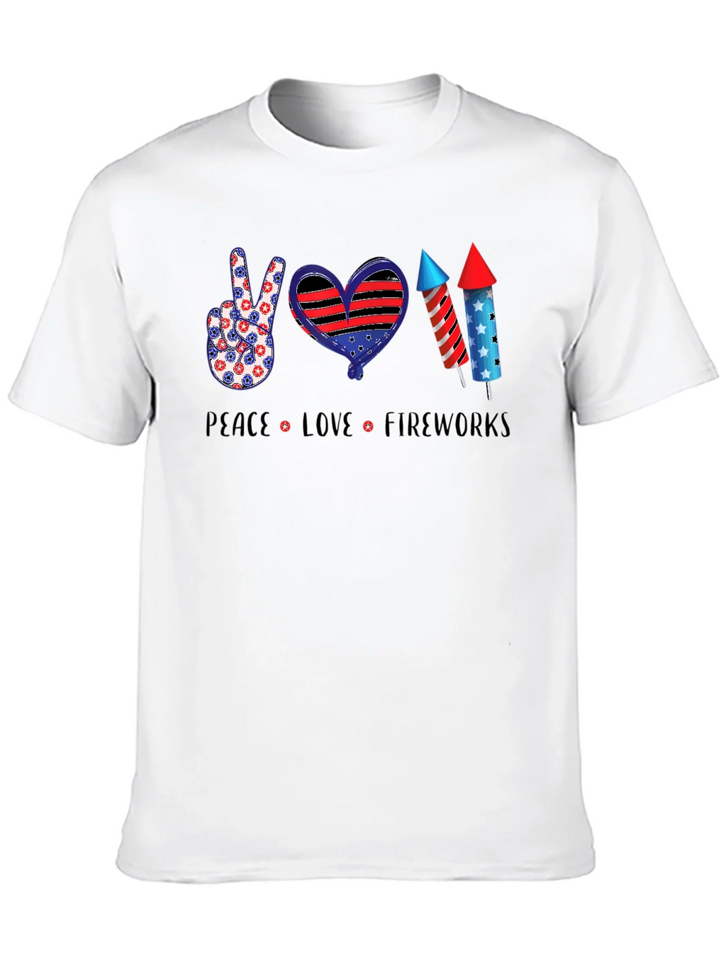 Patriotic Peace Love Fireworks T-Shirt