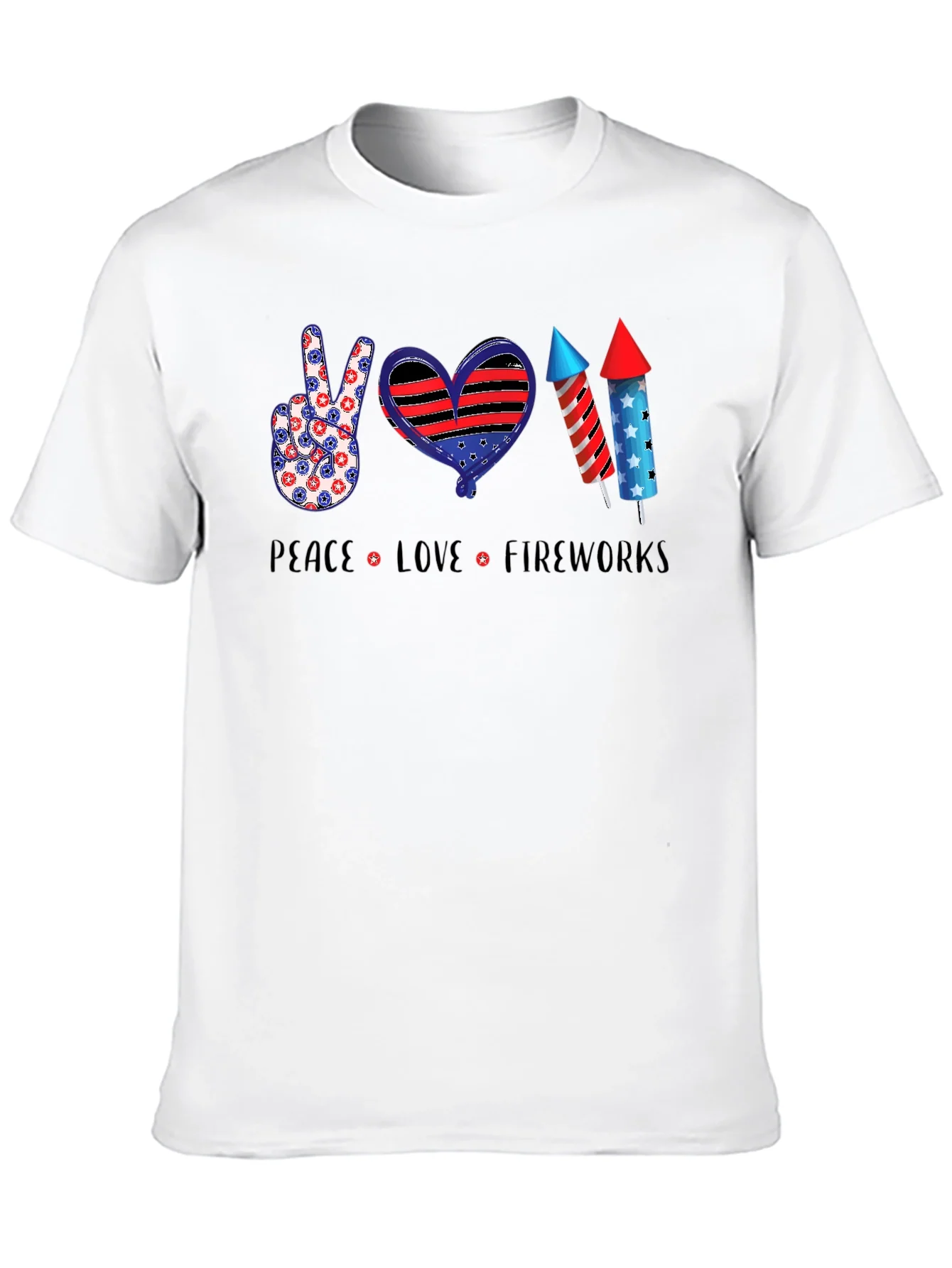 Patriotic Peace Love Fireworks T-Shirt