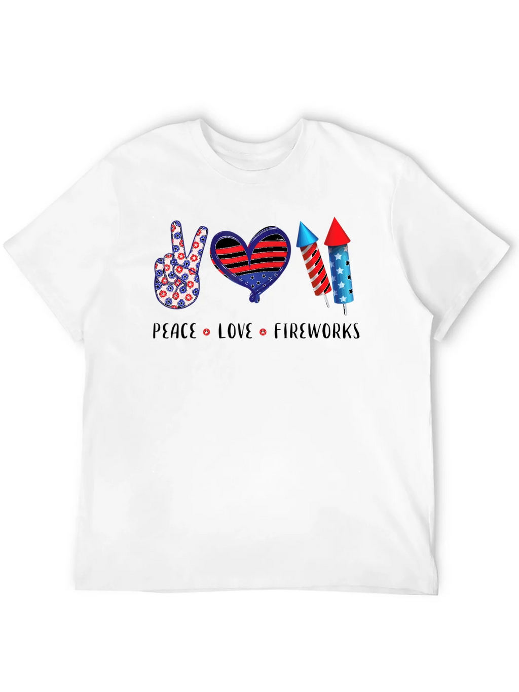 Patriotic Peace Love Fireworks T-Shirt