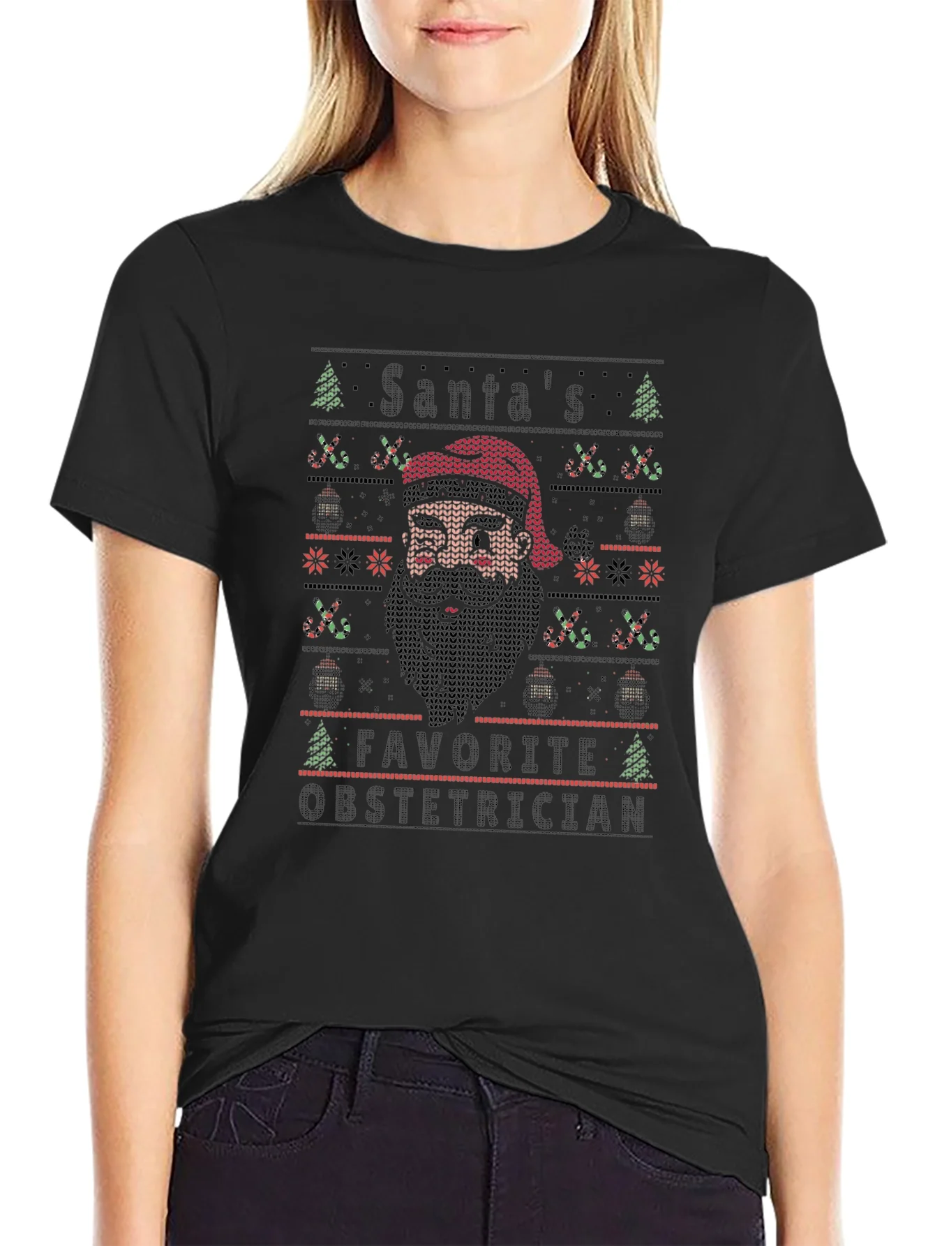 Santas Favorite Obstetrician Holiday Knit T-Shirt