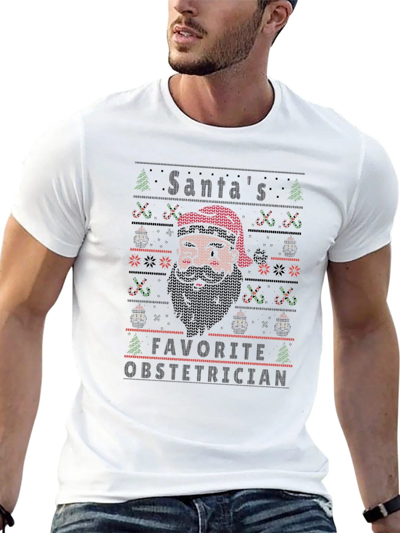 Santas Favorite Obstetrician Holiday Knit T-Shirt
