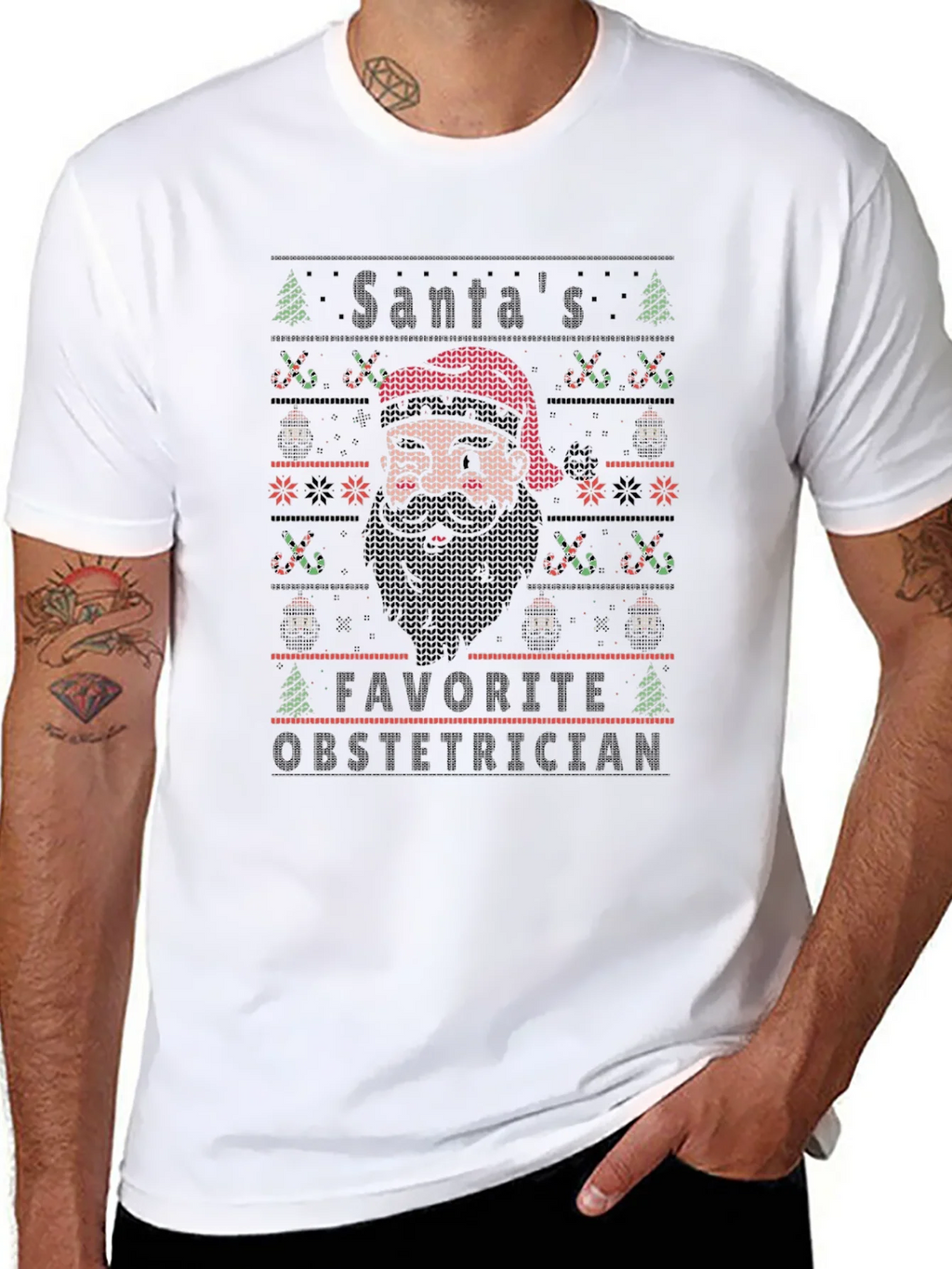 Santas Favorite Obstetrician Holiday Knit T-Shirt