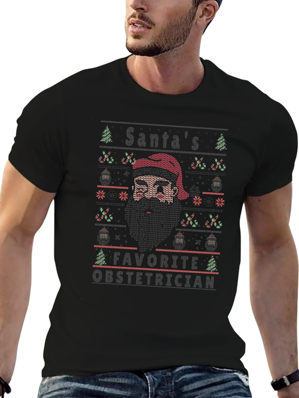 Santas Favorite Obstetrician Holiday Knit T-Shirt