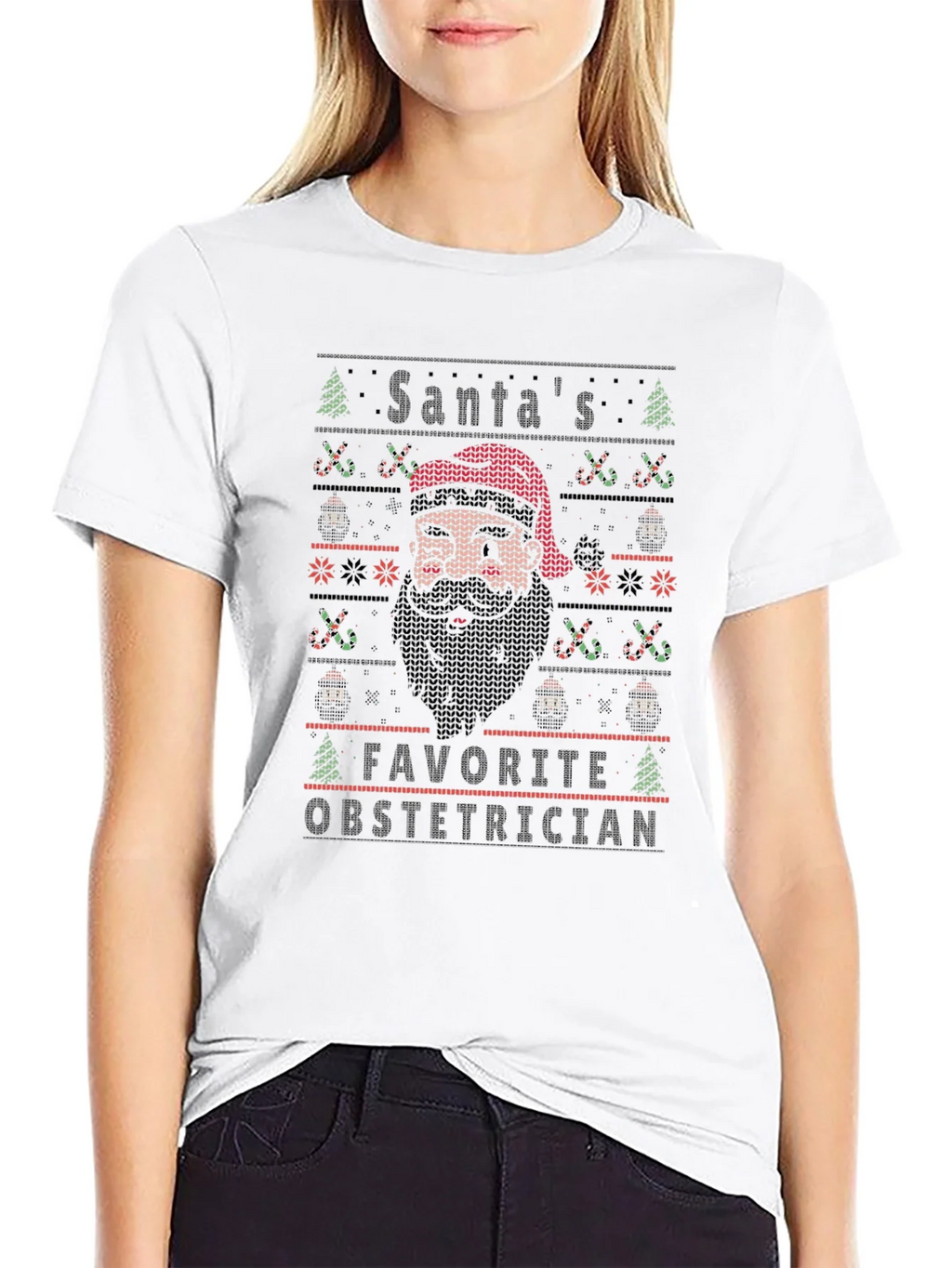 Santas Favorite Obstetrician Holiday Knit T-Shirt