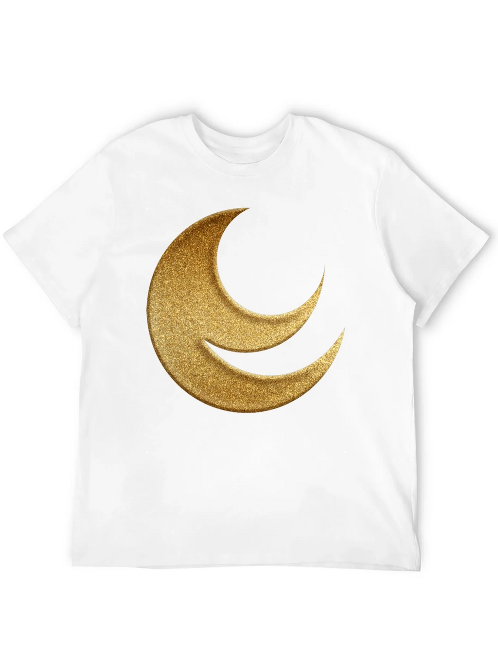 Golden Crescent Moon Black T-Shirt