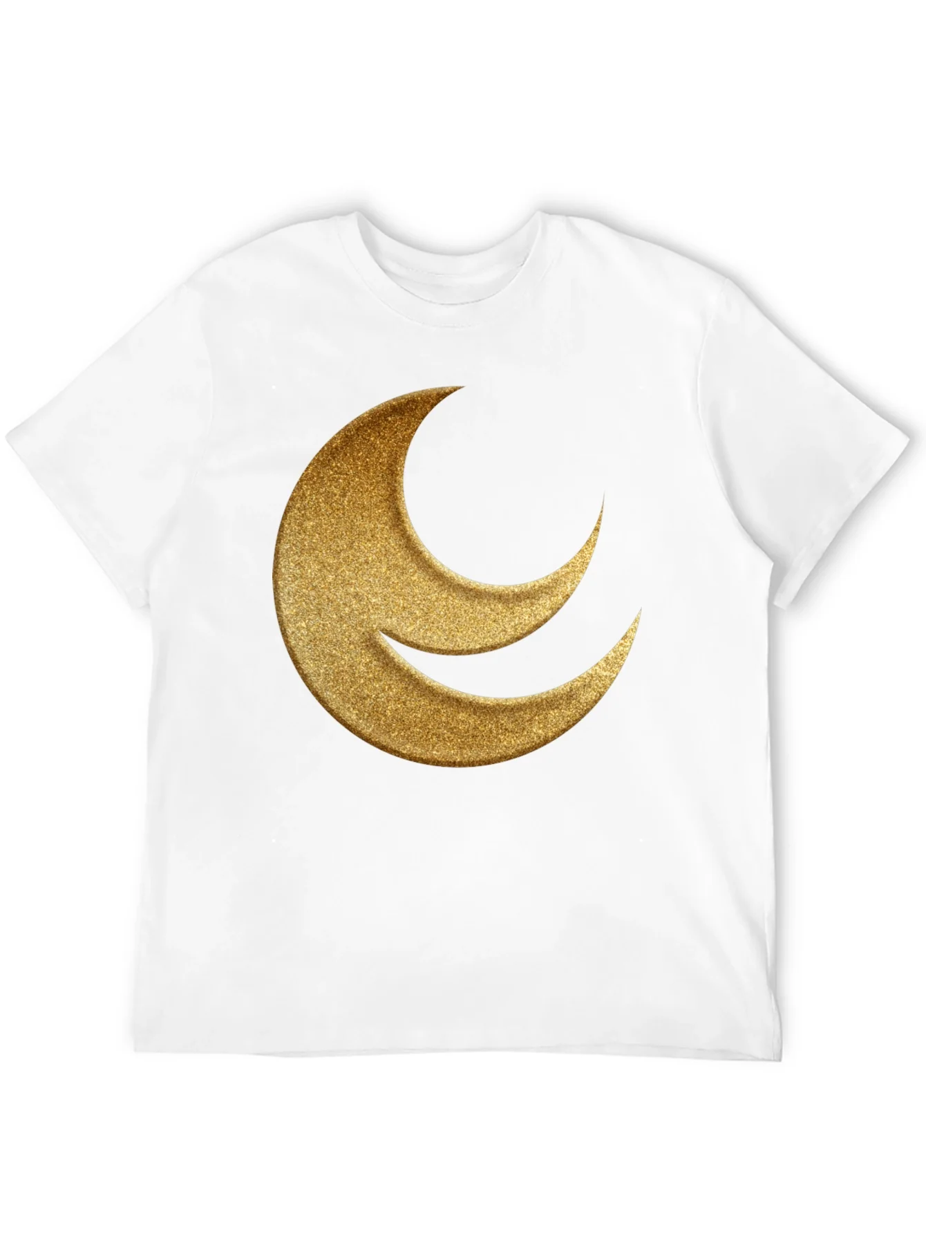 Golden Crescent Moon Black T-Shirt