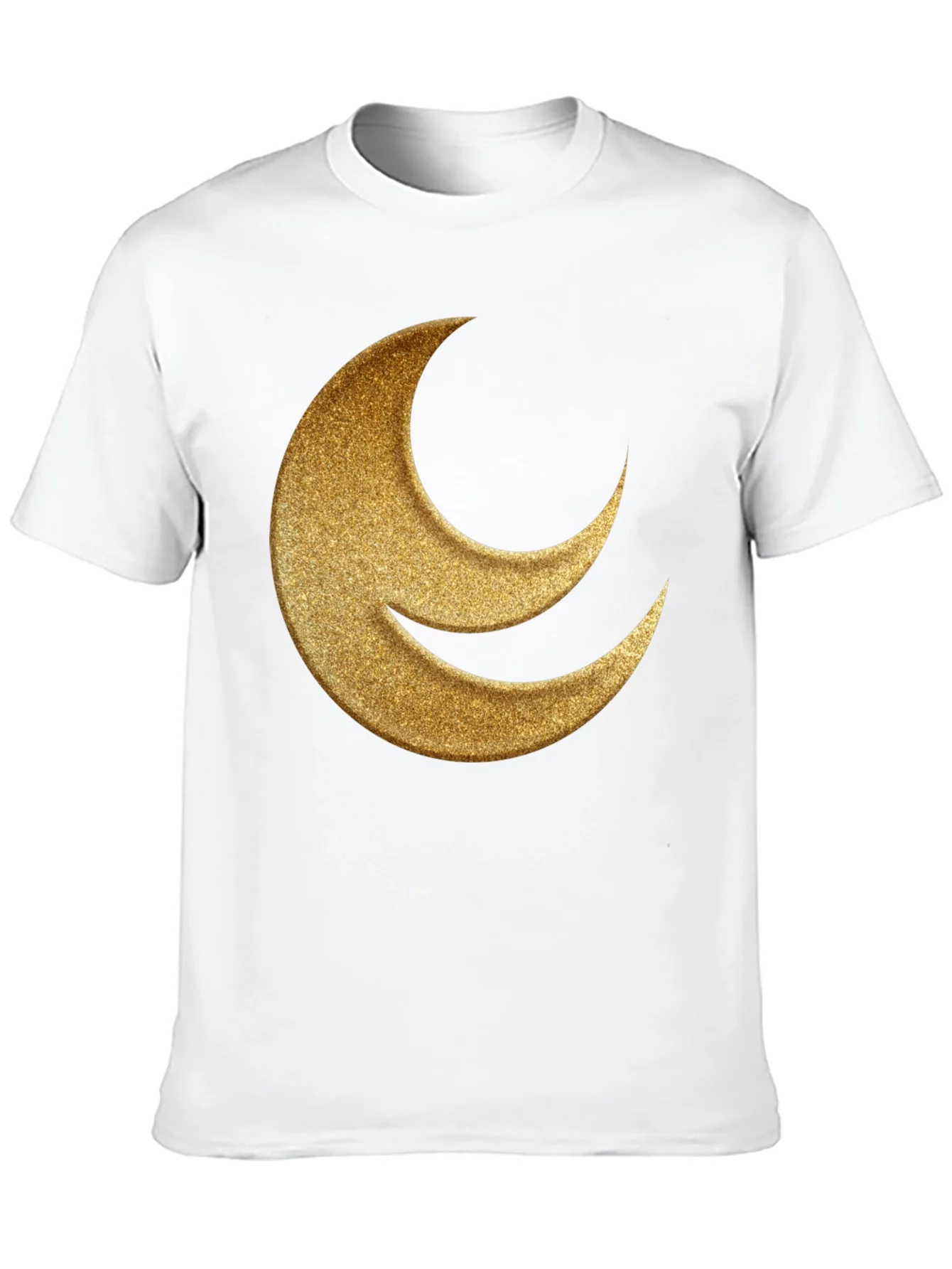 Golden Crescent Moon Black T-Shirt