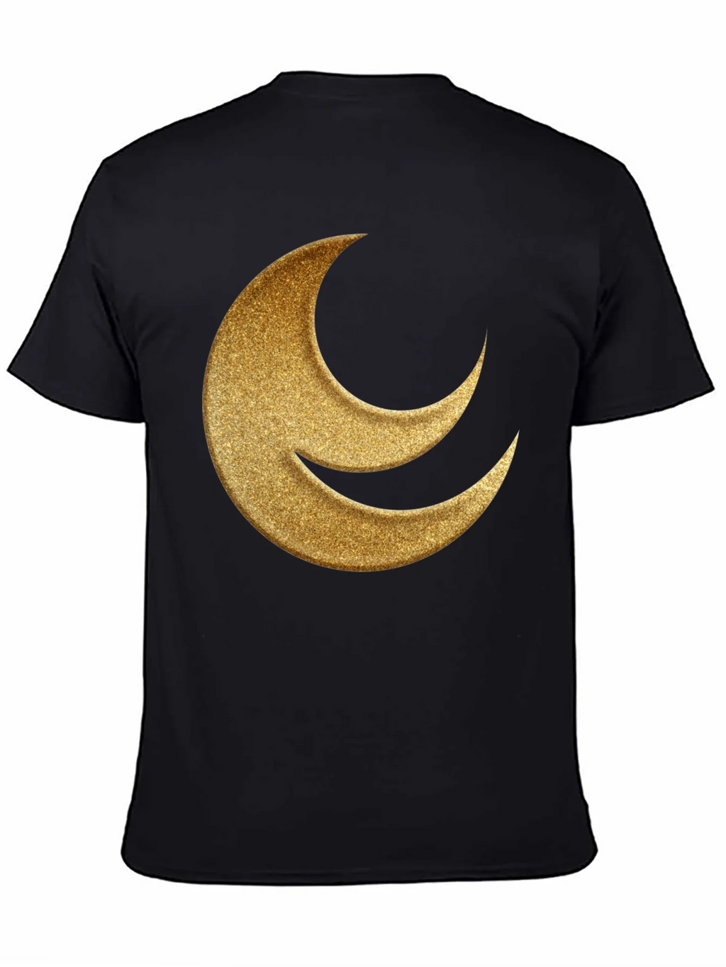 Golden Crescent Moon Black T-Shirt